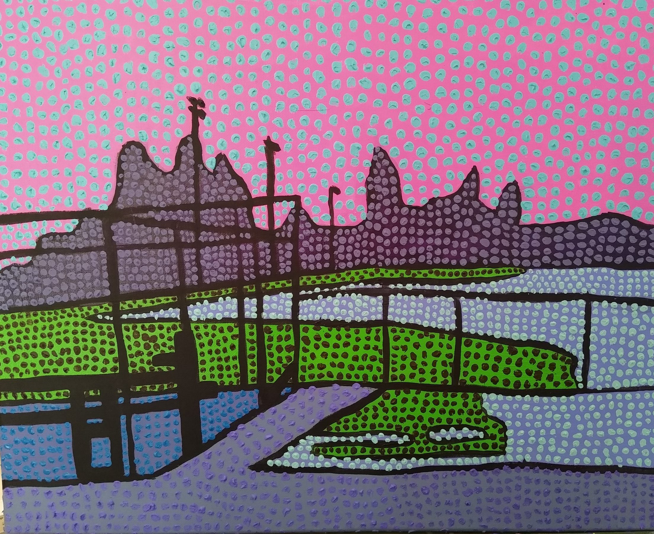 dot painting of olive park nocturne by Oscar Will